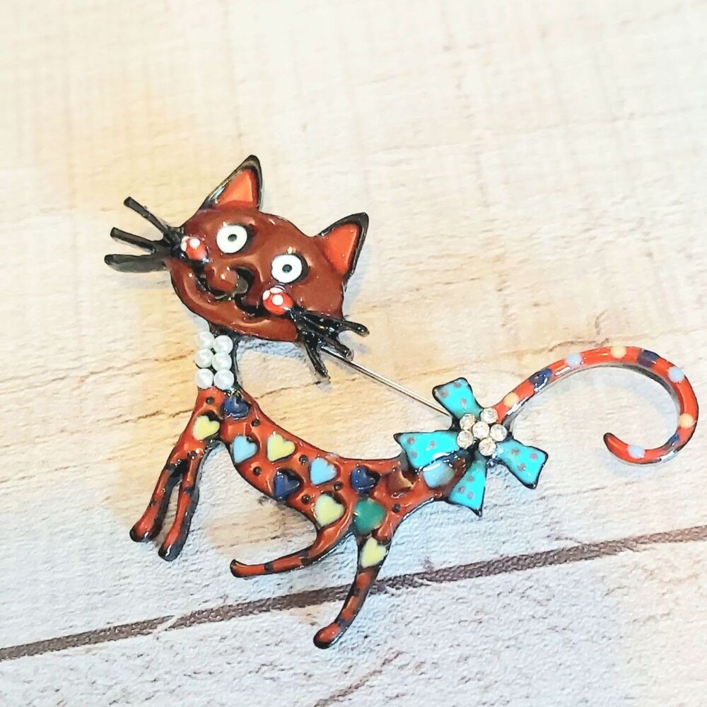 Unique Cat Brooch Y2K Retro Boho